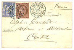 CHAUDOC bureau civil en Bleu - Tarif voie de mer à 35c : 1879 CG 10c ...