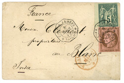 1879 CG 10c CERES + 5c SAGE bord de feuille obl. CORR. D' ARMEES ...