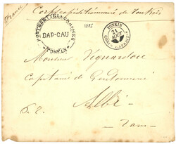 1885 Cachet Provisoire DAPCAU TONKIN + TONKIN CORPS EXPEDITre sur env ...