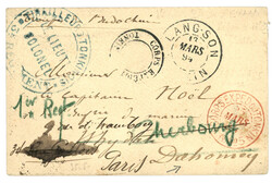 LANGSON pour WHYDAH (DAHOMEY) : 1894 LANGSON TONKIN + CORPS EXPED. DU ...