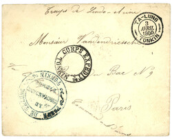 TA-LUNG : 1900 TA-LUNG TONKIN + POSTE DE TA-LUNG bleu + Gd cachet ...
