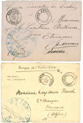 2 lettres : 1902 BAO-LAC TONKIN + PLACE DE BAO-LAO et 1902 CAO-BANG ...