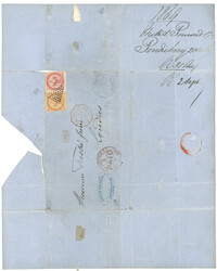 INDE : 1869 AIGLE Paire 40c + 80c AIGLE + INDE PONDICHERY sur lettre ...
