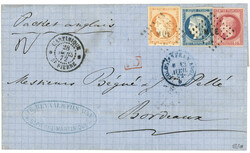 MARTINIQUE : 1872 CG CERES 20c + 40c TTB margés + 80c EMPIRE (pd) ...