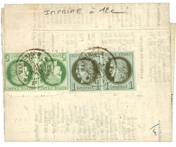 MARTINIQUE - Tarif IMPRIME à 12c : 1875 CG CERES Paire 1c + Paire 5c ...