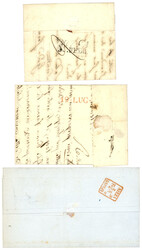 MONACO : 1838/45 3 lettres pour NICE avec MENTON linéaire, MENTONE ...