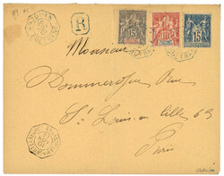 ANJOUAN - Affrt Mixte FRANCE / ANJOUAN : 1901 FRANCE 15c SAGE + ...