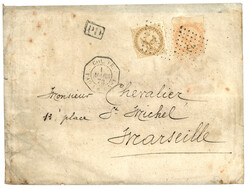 GUYANE : 1873 AIGLE 10c + 40c AIGLE obl. ANCRE + COL. FR. PAQ. FR. C ...