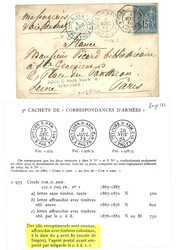 LIGNE S - SAIGON : 1880 CG 15c TB margé obl. CORR. D' ARMEES SAIGON ...