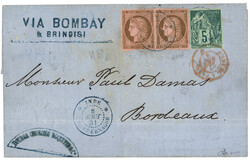 INDES : 1881 CG Paire 10c CERES + 5c ALPHEE DUBOIS obl. INDE ...