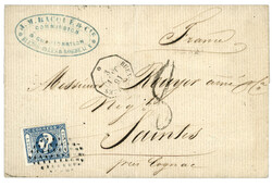 ARGENTINA : 1863 ARGENTINA 1P with 4 margins + French consular cds ...