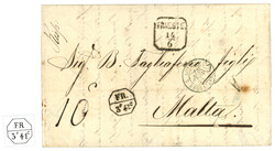 AUSTRIA : 1859 Extremely scarce exchange marking FR./3F41c on entire ...