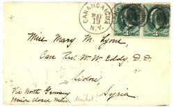 USA to SIDON (SYRIA) via NORTH GERMANY UNION CLOSED mail : 1879 USA ...