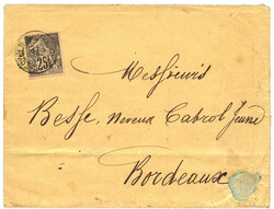 BRITISH GUIANA : 1887 FRENCH COLONIES général issue 25c canc. ...