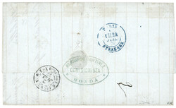 COLOMBIA : 1877 5c (fault) + 10c canc. HONDA + French cds SAVANILLA+ ...