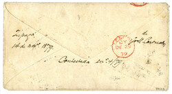 COLOMBIA : 1879 10c canc. BOGOTA + Exchange marking T/1-10 +SAVANILLA ...