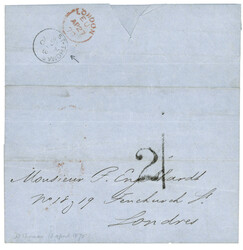 DANISH WEST INDIES - British P.O. : 1870 Very rare "2/" Tax marking ...