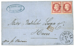DANISH WEST INDIES - French P.O. : 1868 FRANCE Pair 80c canc. ANCHOR ...