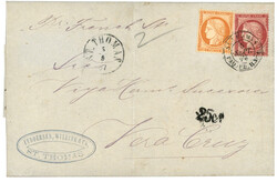 DANISH WEST INDIES - French P.O. : 1876 FRANCE 40c + 80c canc. ST ...