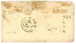 EGYPT : 1856 PAID AT ALEXANDRIA red + ALEXANDRIA blue on envelope to ...