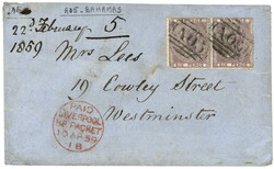 BAHAMAS : 1859 GB Pair 6d (one copy with fault) canc. A05 + largecds ...