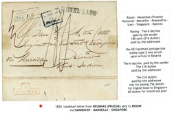 PRUSSIA - NEUENHAUS to RIOUW : 1850 NEUENHAUS + Boxed LANDMAIL /PORT ...