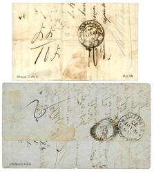 NETHERLANDS to GREECE : 1844 partly paid cover from AMSTERDAM + P.P. ...