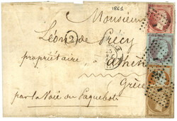 GREECE : 1861 2l + 10l + 40l + 80l canc. 1 on cover from MARSEILLEto ...