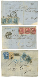 Combination ITALY GREECE on front of cover to CORFU + 1864 2 covers ...