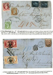 GREECE : 1869 lot 2 interesting combination GREAT BRITAIN / GREECE ...