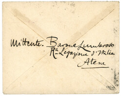 GREECE : 1918 ITALY 5c (x4) canc. NAVE LIGURA + CENSOR on envelope ...