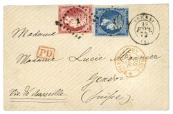 GREECE to SWITZERLAND : 1872 20l + 80l faults canc. 1 + ATHENS on ...