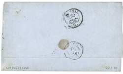 Triple weight to GREECE : 1870 FRANCE 40c + 80c canc. ANCHOR +LIGNE U ...