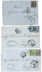 GREECE : 1870/72 3 covers from SYRA and CEPHALONIE (x2) to TAGANROG ...