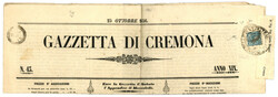 LOMBARDY VENETIA : 1858 NEWSPAPER 3c (sass. no3) canc. large cachet J ...