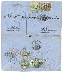 PERU : 1870 1d imperf + 20c perf. canc. LIMA + GB/1F90c on envelope ...