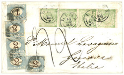 PERU : 1871 PERU 1d Strip of 4 with nice margins canc. LIMA + ITALIAN ...