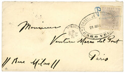CABO VERDE : 1886 100R canc. CABO VERDE on envelope to PARIS(FRANCE). ...