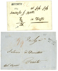 ROMANIA : 2 DISINFECTED covers from BUKUREST (1840) and GALATZ (1858) ...