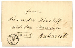 ROMANIA : 1855 WIEN + 50 BANI Tax marking on entire letter datelined ...