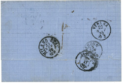 ROMANIA : 1870 BRAILA + 7 Tax marking on cover from BRAILA to ITALY, ...