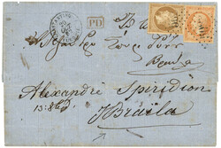 ROMANIA - French Post : 1862 FRANCE 10c + 40c canc. GC 5083 + ...