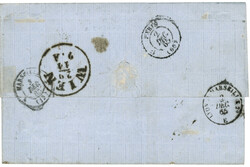 ROMANIA - AUSTRIAN P.O. : 1865 10s + 15s (x2) canc. IBRAILA on cover ...