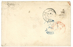 SIAM - PRE-UPU Period : 1877 FRANCE 25c (x4) canc. ST QUENTIN on ...