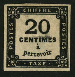 TAXES - NON EMIS : 20c TAXE (no9A) neuf *. Timbre avec défauts (trou ...