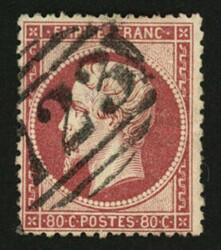 80c Empire (no24) infime pelurage obl. Cachet Anglais 723. Rare sur ...