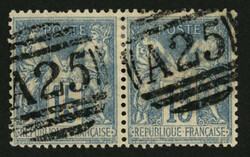 Paire 15c SAGE obl. Killer Anglais A25 de MALTE. Superbe