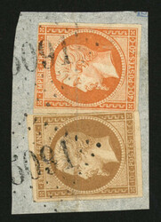 LATTAQUIE : 10c (no13) pli + 40c (no16) défauts obl. GC 5091 sur ...