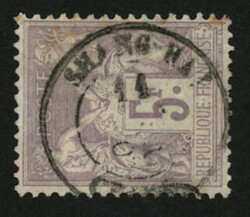SHANGHAI : 5F SAGE (no95) obl. SHANG-HAI CHINE. Trés rare sur 5F. ...
