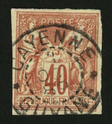 GUYANE : CG 40c SAGE TTB margé oblitération centrale CAYENNE GUYANE ...